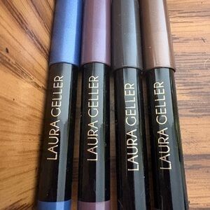 LAURA GELLER POWDER EYE PENCIL + EYE LINER SET .. ALL IN ONE .. 4 IN THE SET